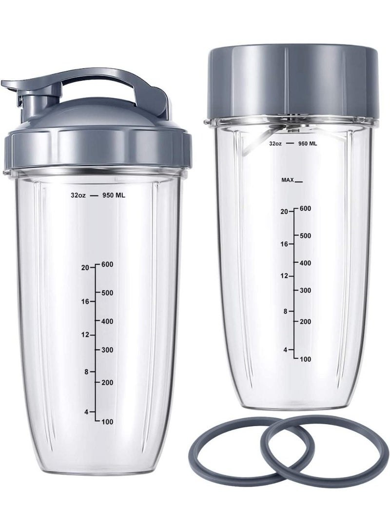 7 Pieces nutribullet Blender Cups & Blade Replacement Set 32oz Huge Cup with 1 Flip-Top To-Go Lid and 1 Lid Ring & Premium Extractor Blade with Compatible with NutriBullet 600w/900w Blender - Image 5